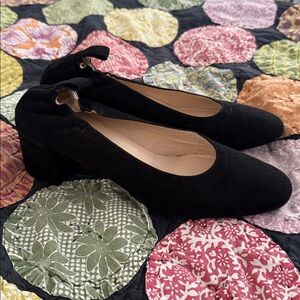 Everlane The Day Heel Black Suede Pumps 6.5